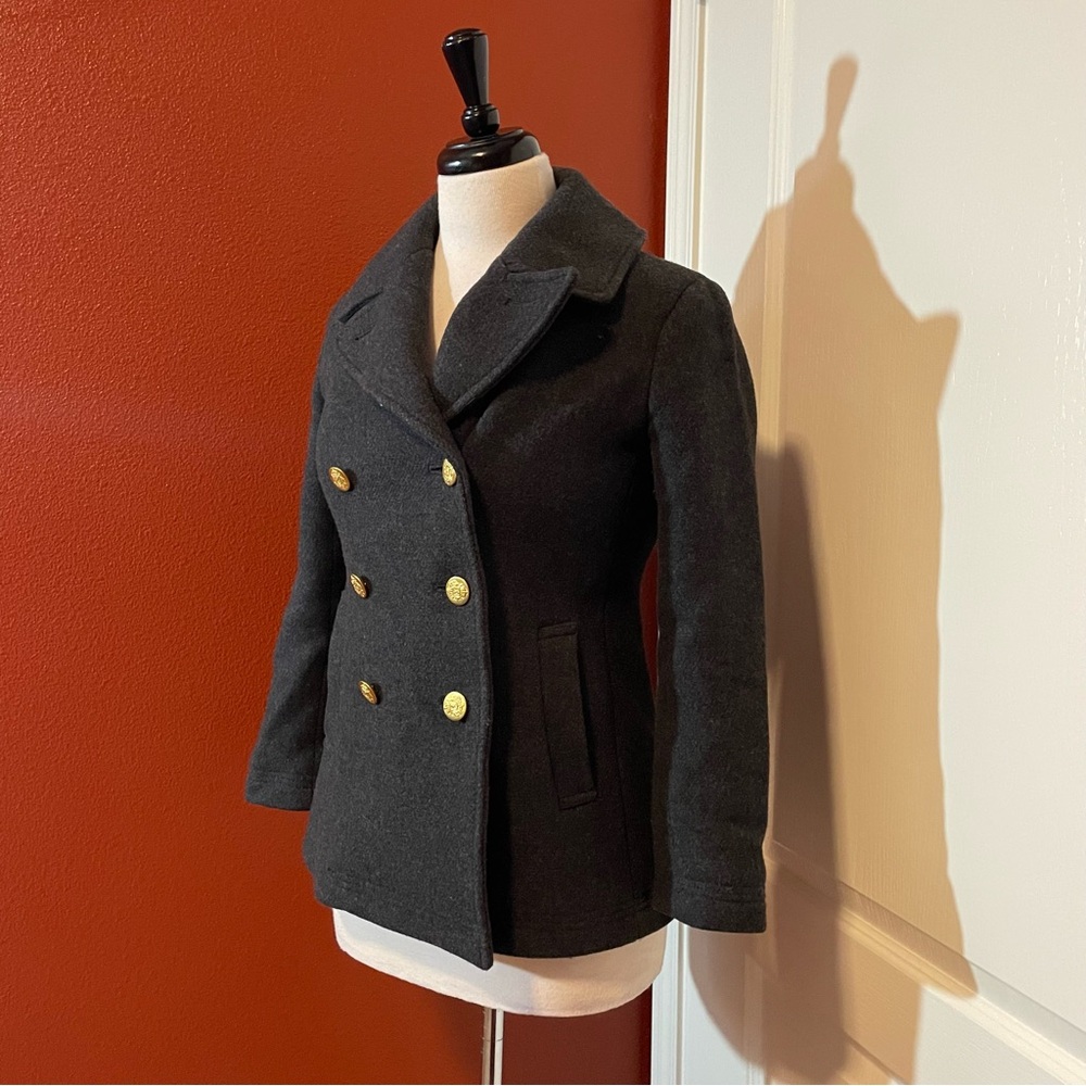 J. Crew Women’s Stadium Cloth Nello‎ Gori Wool Blend Double Breasted Pea Coat